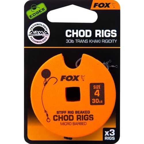 FOX Edges - Stiff Chod Rig Standard Trans Khaki Gre 4,...